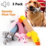 3-Pack Durable Plush Dog Squeaky Chew Toys