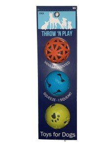 Colorful Squeaky Dog Balls - 3 Pack Set