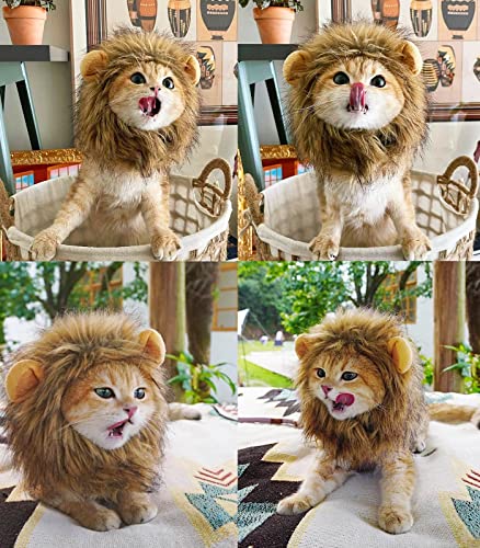 Adjustable Cat Lion Mane Wig Costume - Brown