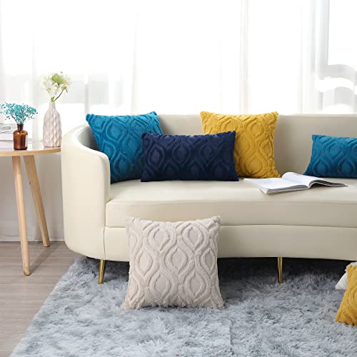 Plush 18x18 Beige Throw Pillow Covers (Set of 2)