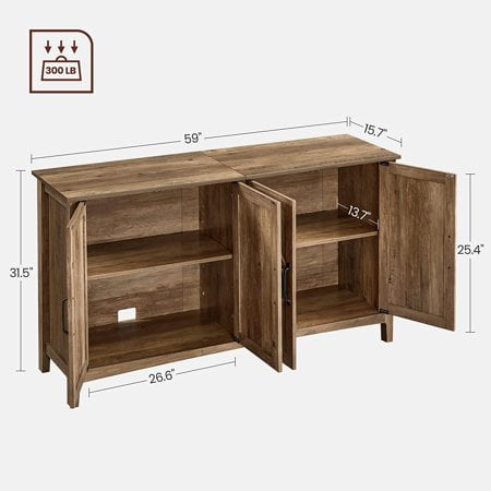 Adjustable Shelf Buffet Cabinet for Rustic Living Room