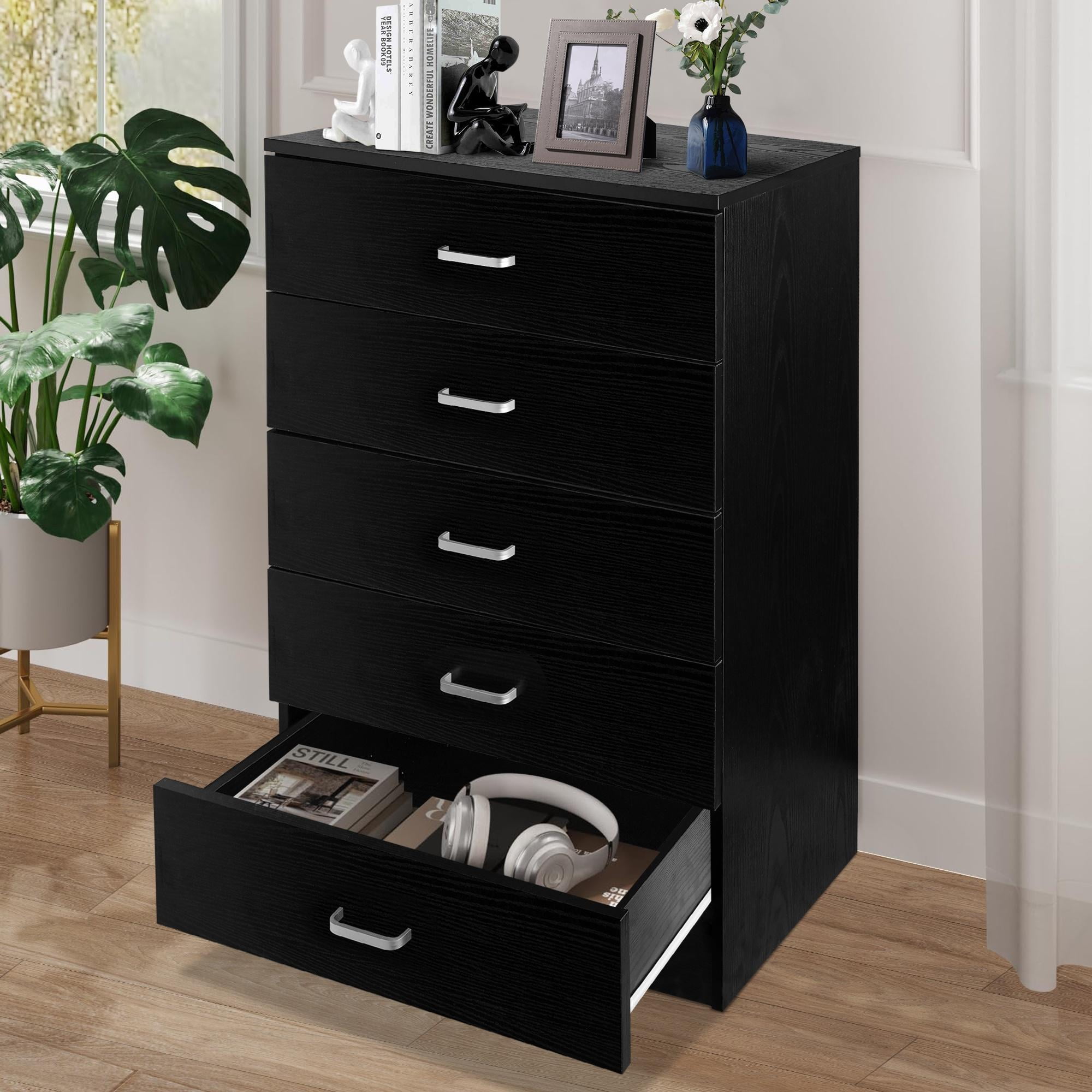 Modern Black 4-Drawer Dresser for Any Room