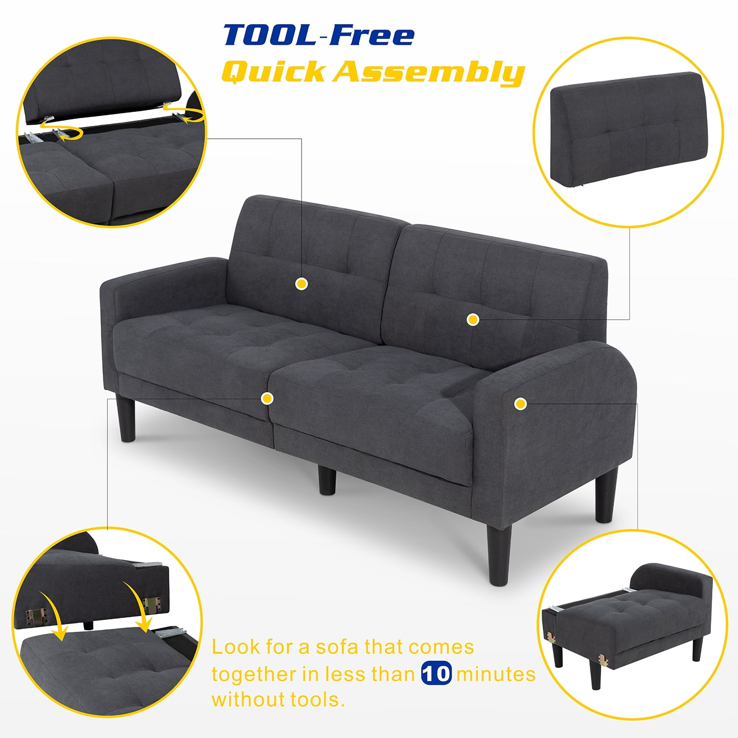 Small Modern Loveseat - Mid-Century Fabric