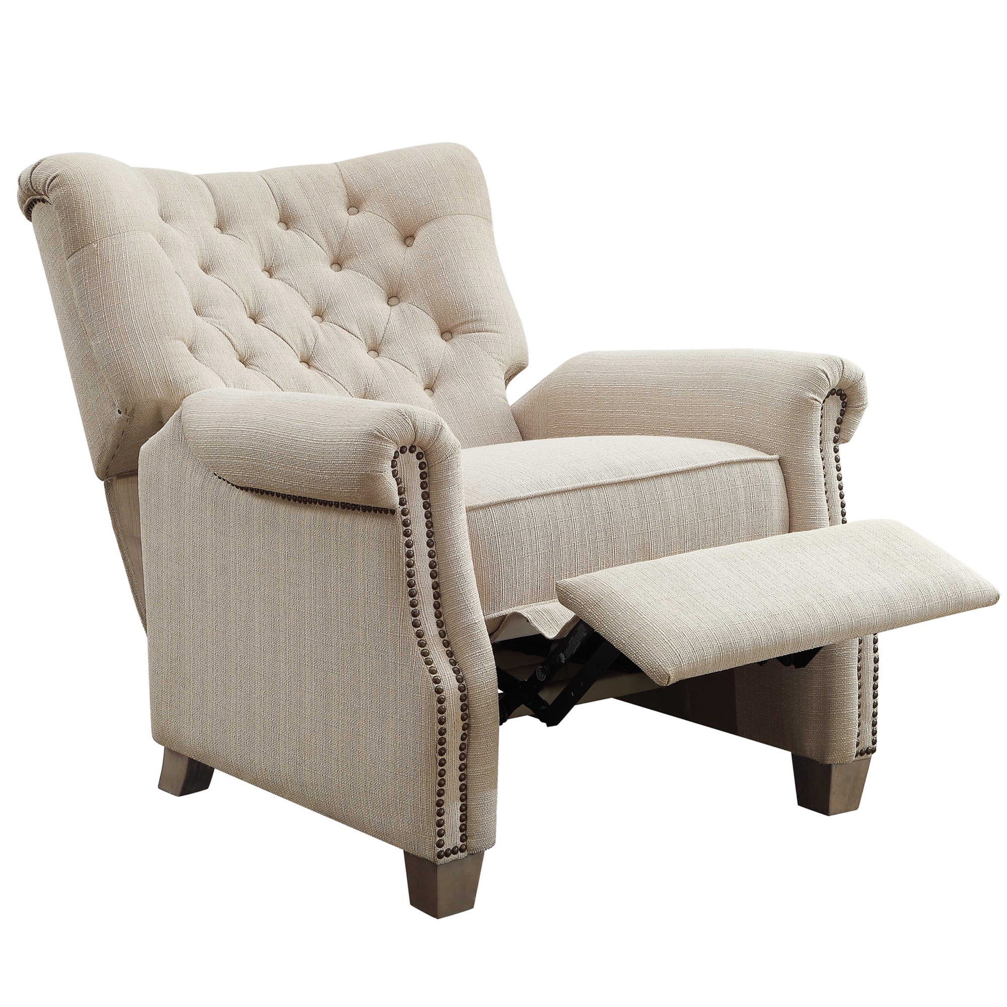 Beige Tufted Push Back Recliner
