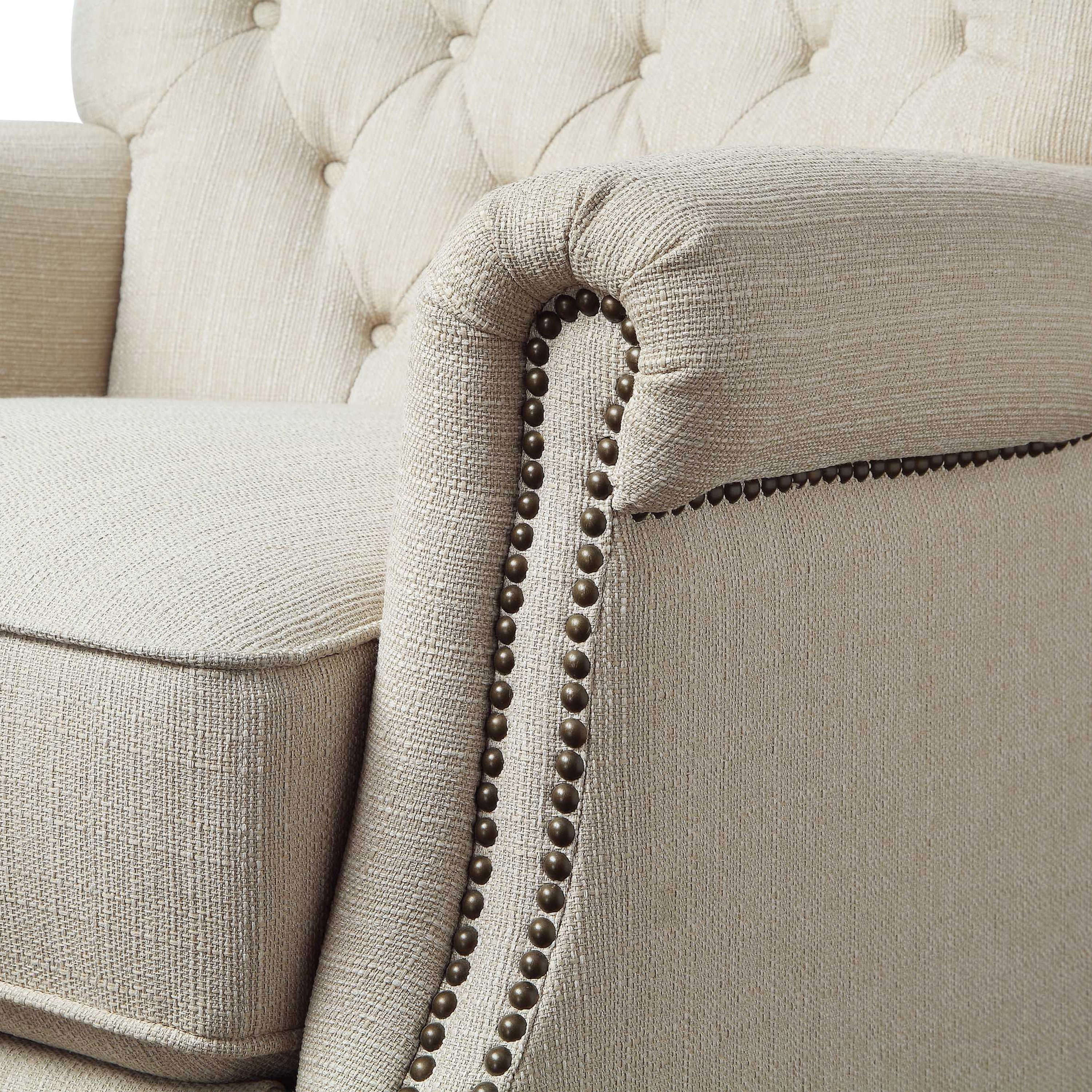 Beige Tufted Push Back Recliner