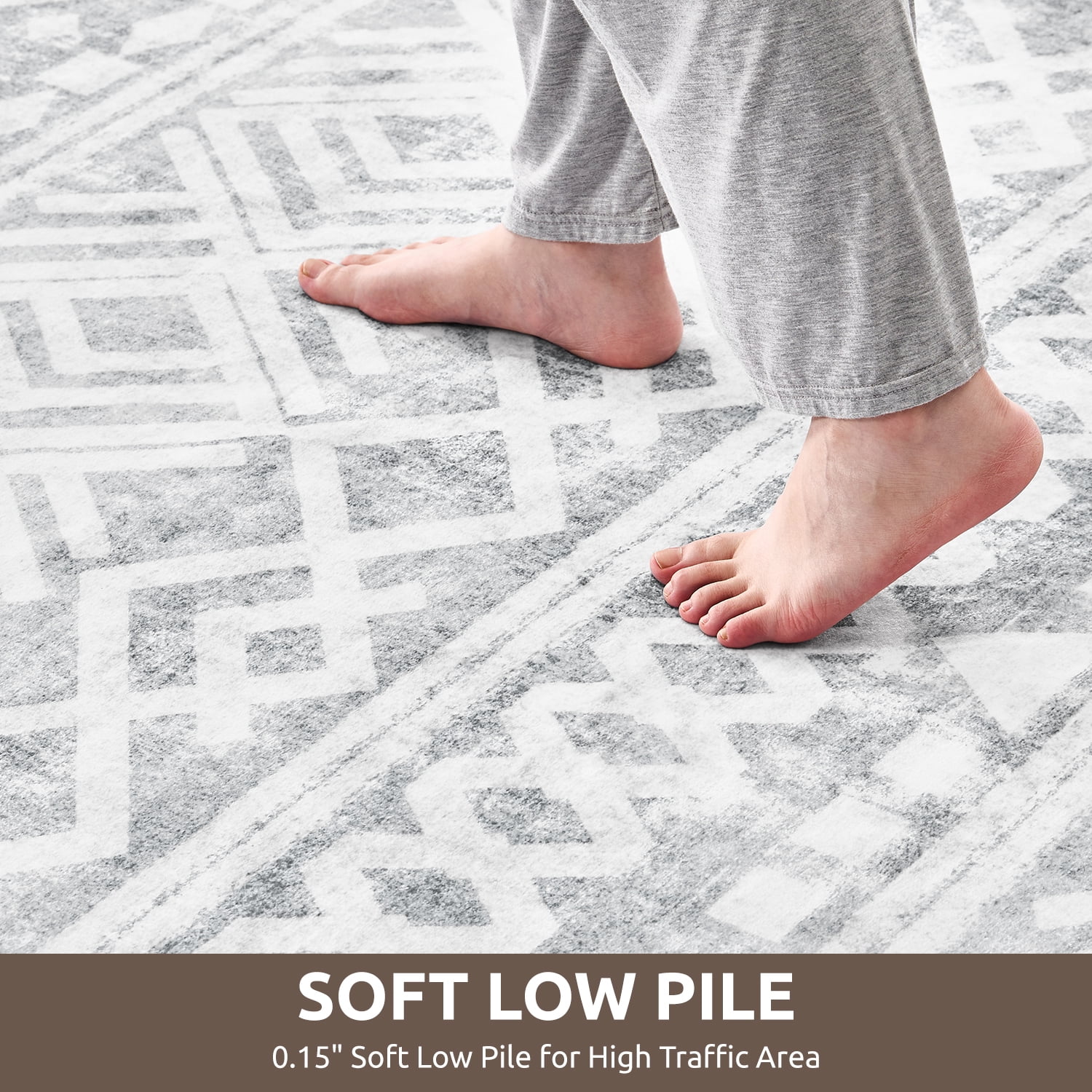 MontVoo Boho Area Rug 8'x10' Gray Geometric