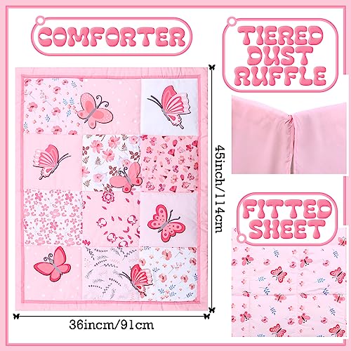 Butterfly Crib Bedding Set for Girls - 3 Pieces