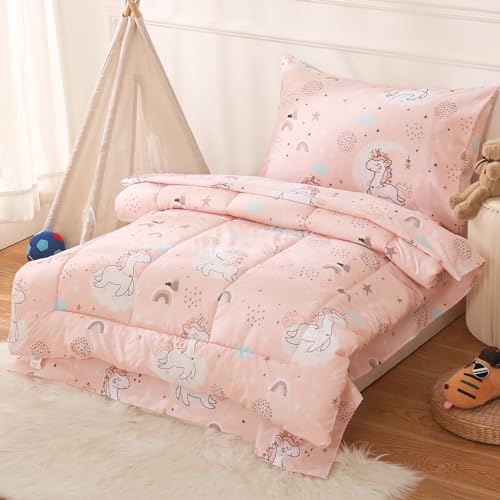 Pink Unicorn Toddler Bedding Set, 4 Pieces