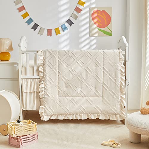 Boho Tufted Ruffle 3-Piece Crib Bedding Set