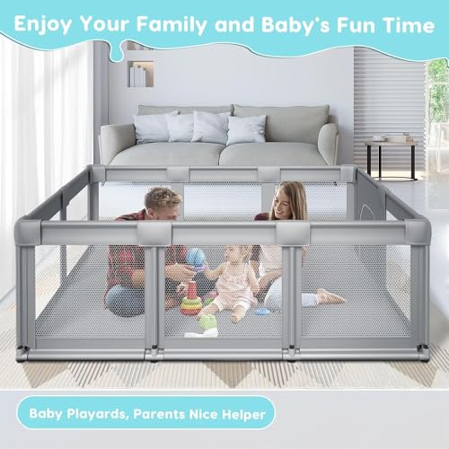 Large 74" Baby Playpen with Soft Mesh Safety