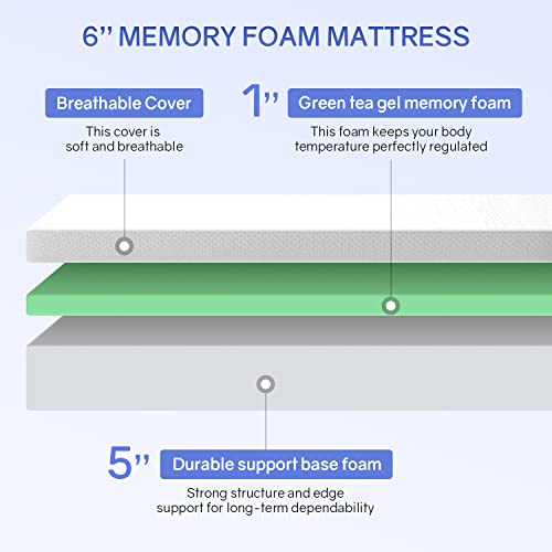 Green Tea Gel Memory Foam Mattress - Twin Size