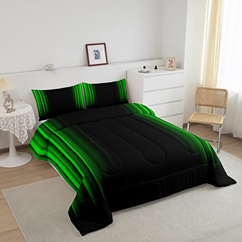 Geometric Ombre Comforter Set - Green & Black