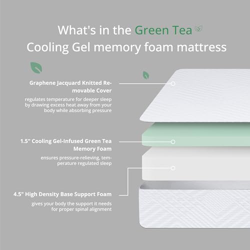 Green Tea Memory Foam Twin Mattress – 6 Inch