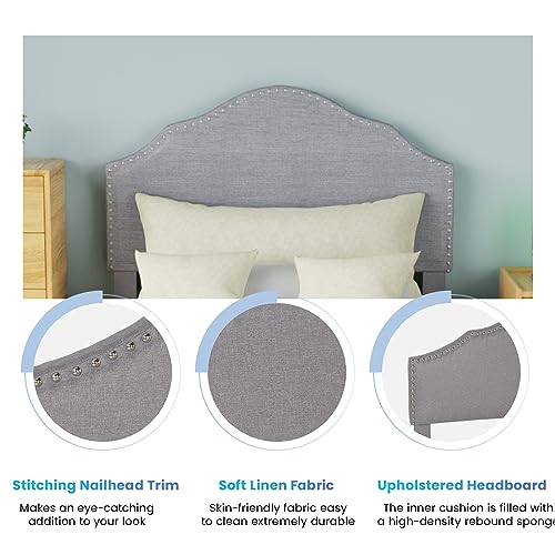 Twin Platform Bed Frame with Upholstered Headboard