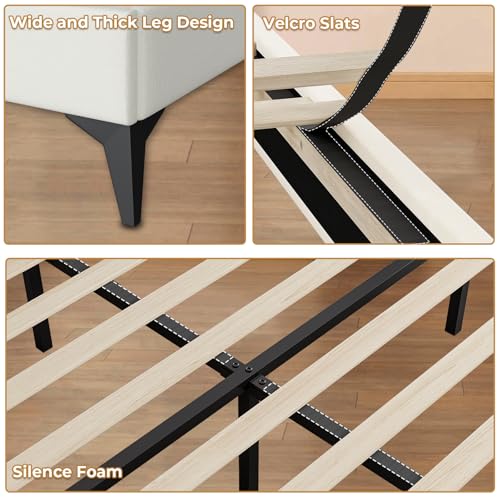 Adorneve Creamy White Twin Bed Frame with LED Lights