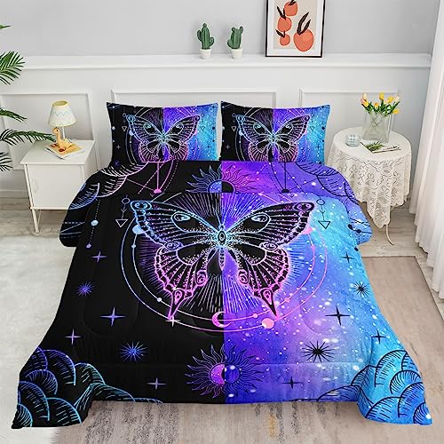 Boho Butterfly Mandala Comforter Set with Pillowcases