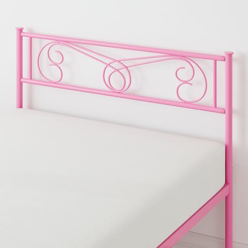 Pink Twin Metal Bed Frame with Headboard & Footboard