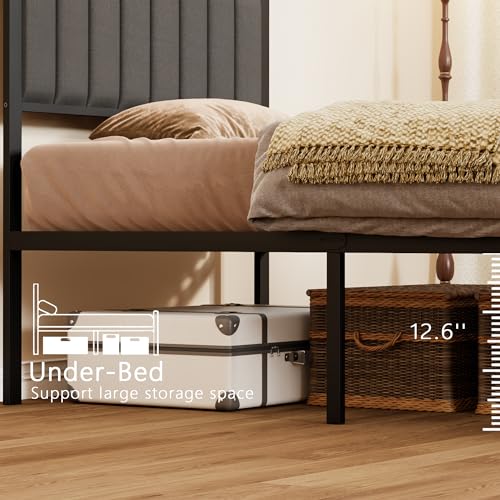 Furnulem Twin Bed Frame with Charging Station & LED