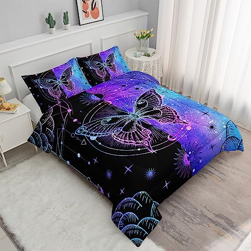 Boho Butterfly Mandala Comforter Set with Pillowcases
