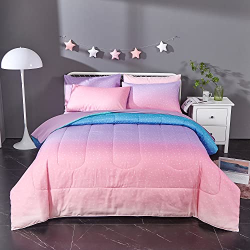Pink Glitter Twin Comforter Set for Girls