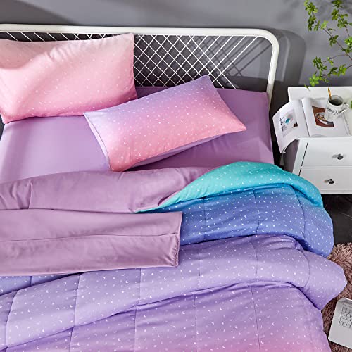 Pink Glitter Twin Comforter Set for Girls