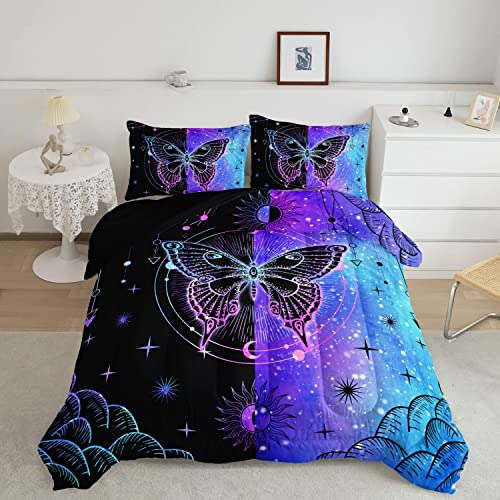 Boho Butterfly Mandala Comforter Set with Pillowcases