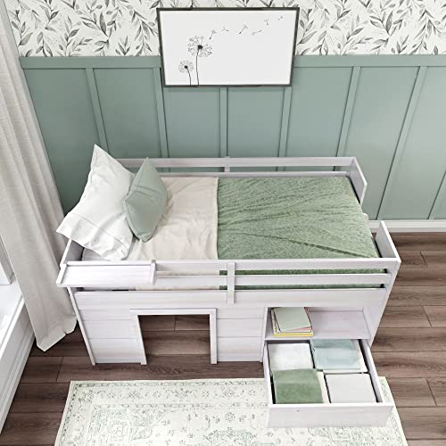 Max & Lily Twin Low Loft Bed with Storage