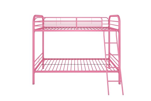 Pink Twin-Over-Twin Metal Bunk Bed Frame