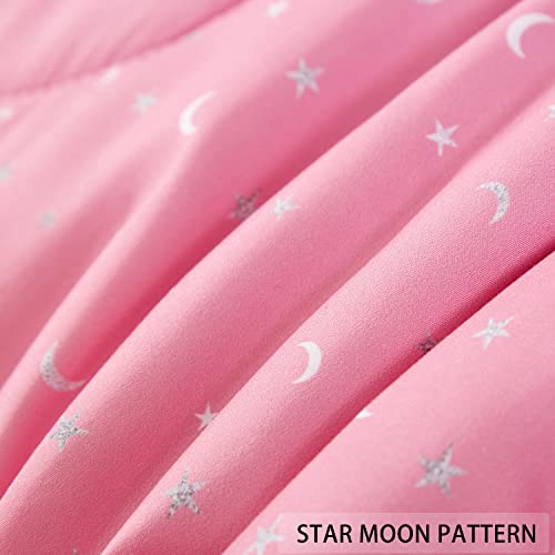 Pink Glitter Twin Comforter Set for Girls