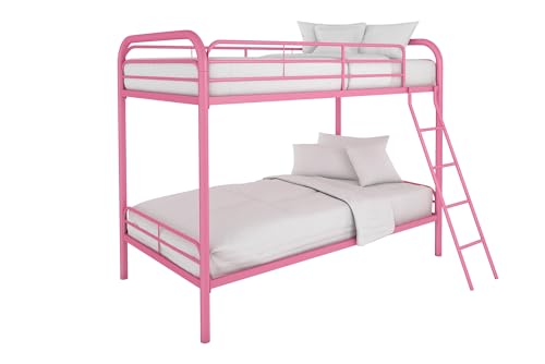 Pink Twin-Over-Twin Metal Bunk Bed Frame