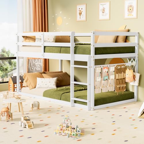 Low Twin Over Twin Wooden Bunk Bed - White