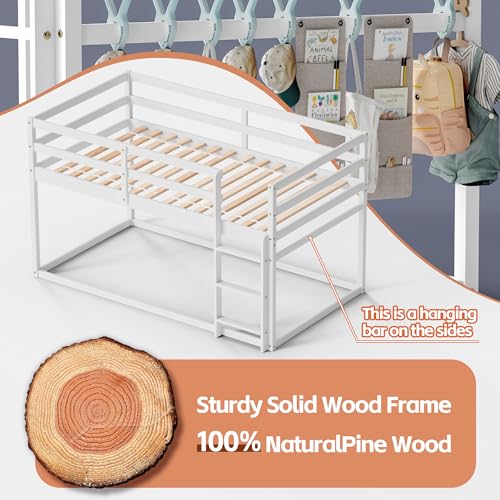 Low Twin Over Twin Wooden Bunk Bed - White