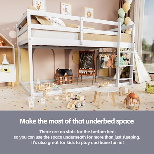 Low Twin Over Twin Wooden Bunk Bed - White