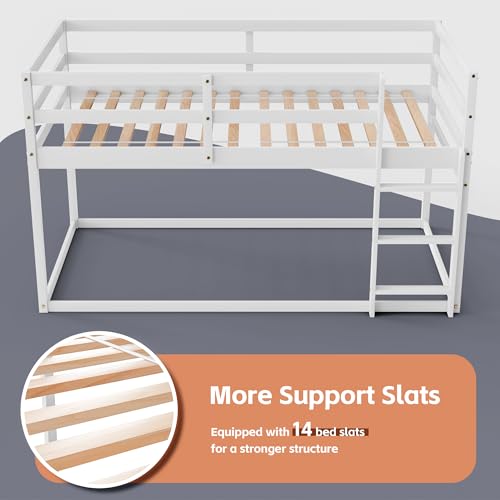 Low Twin Over Twin Wooden Bunk Bed - White