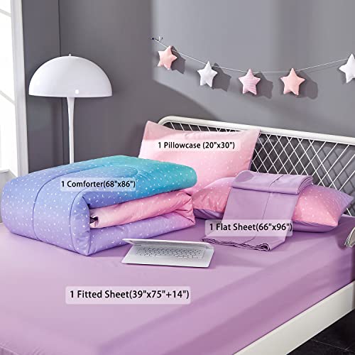 Pink Glitter Twin Comforter Set for Girls