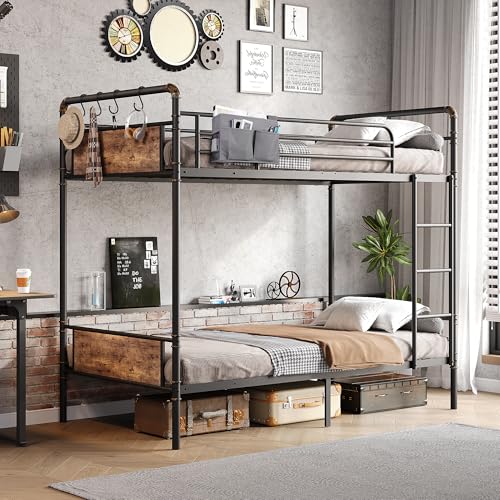 Jocoevol Twin Over Twin Industrial Bunk Bed