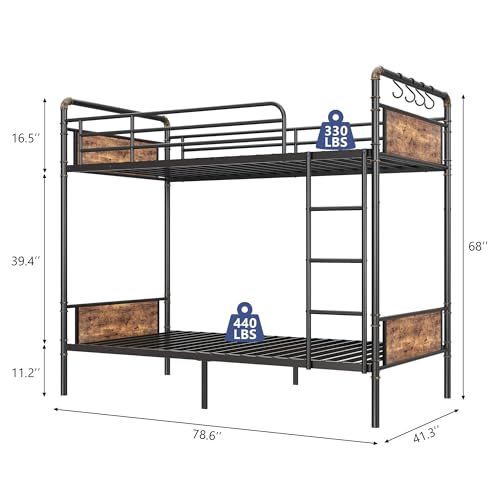 Jocoevol Twin Over Twin Industrial Bunk Bed