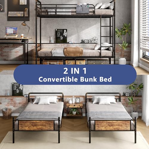 Jocoevol Twin Over Twin Industrial Bunk Bed