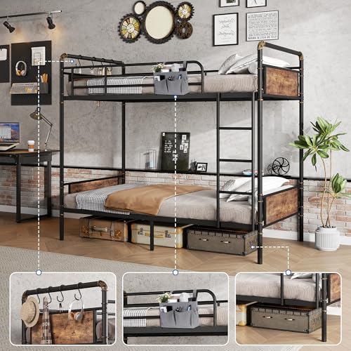 Jocoevol Twin Over Twin Industrial Bunk Bed