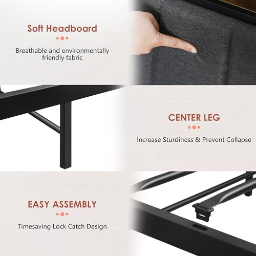 Modern Twin Bed Frame with Headboard and Storage