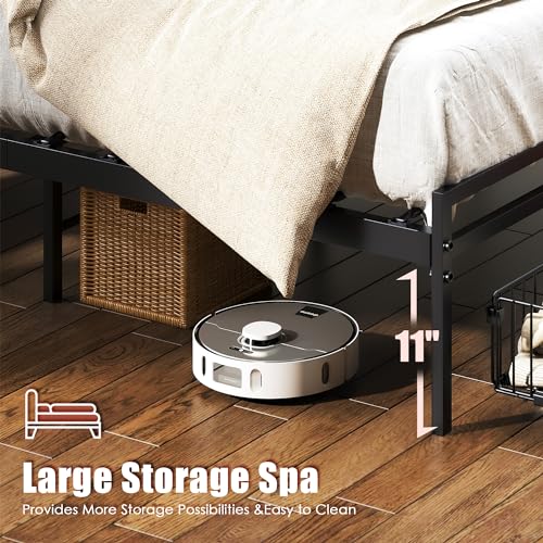 Modern Twin Bed Frame with Headboard and Storage