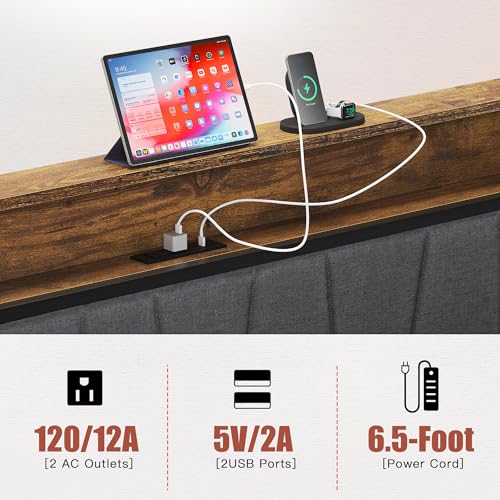 Modern Twin Bed Frame with Headboard and Storage