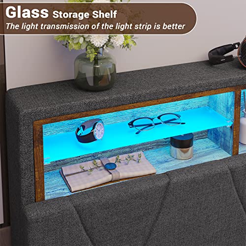 Modern Queen Bed Frame with Storage and LED Lights