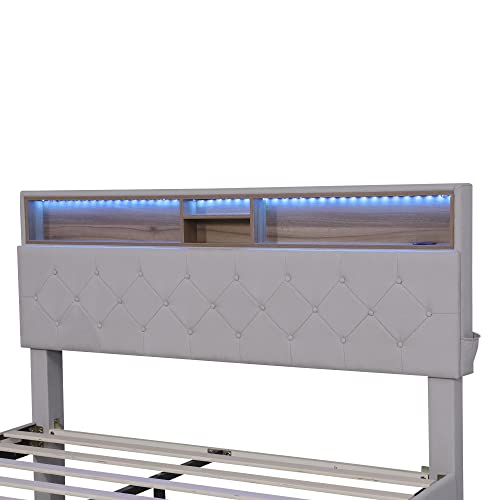 Queen Size Upholstered Platform Bed with Storage