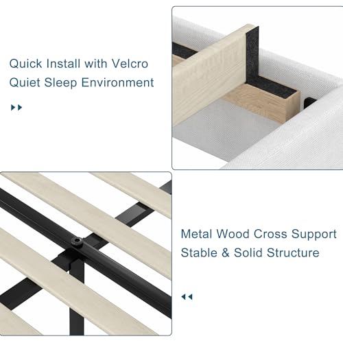 VECELO Twin Upholstered Platform Bed Frame