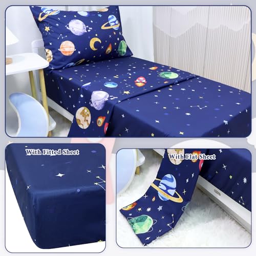 Blue Space Toddler Bedding Set - 4 Pieces