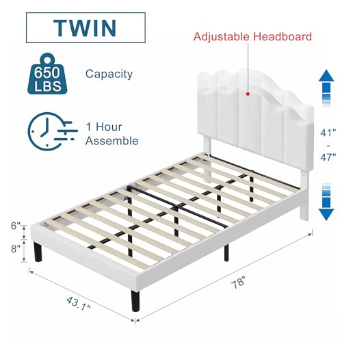 VECELO Twin Upholstered Platform Bed Frame