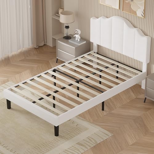 VECELO Twin Upholstered Platform Bed Frame