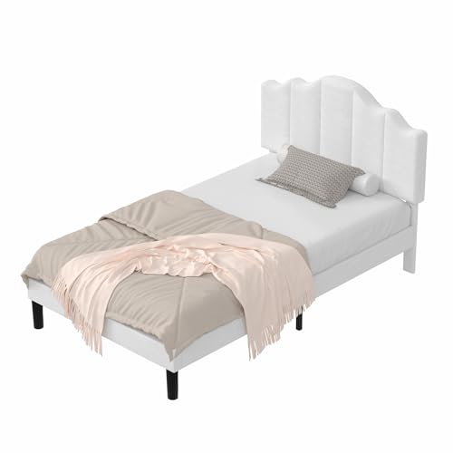VECELO Twin Upholstered Platform Bed Frame