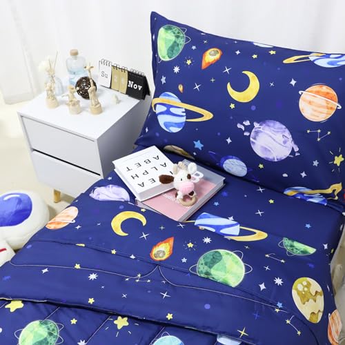 Blue Space Toddler Bedding Set - 4 Pieces